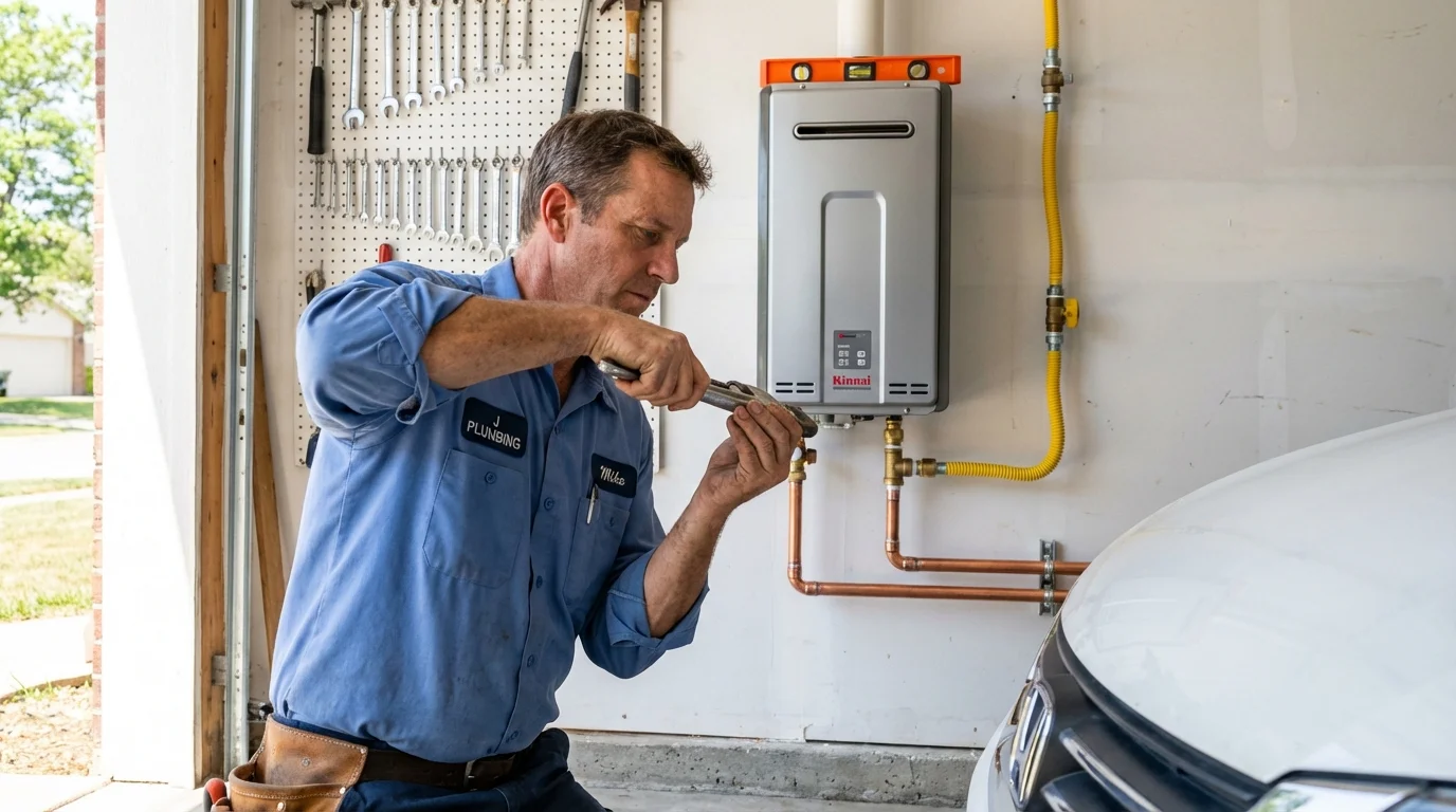 Tankless water heater installation by a Johns Plumbing LLC plumber in Greenville